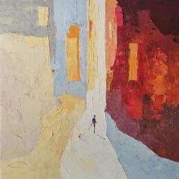 Painting C'est chaud by Tomàs | Painting Abstract Oil Society, Sport, Urban