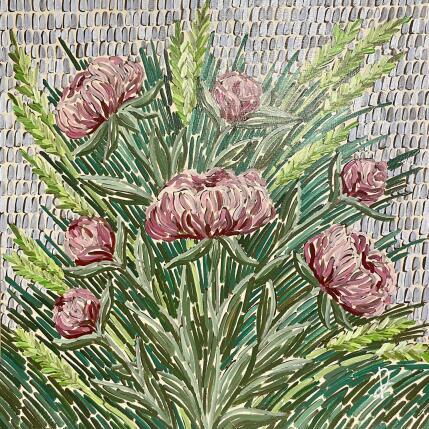 Painting Pivoines et blé  by Dmitrieva Daria | Painting Impressionism Acrylic Nature
