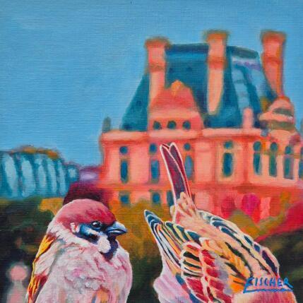 Painting Discrète inspection aux tuileries by Emma Fischer | Painting Figurative Acrylic Animals, Nature, Pop icons, Urban