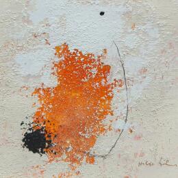 Painting abstract orange A 148 by Wilms Hilde | Painting Abstract Acrylic, Ink, Sand