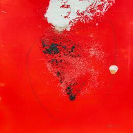 Painting abstract red B 136 by Wilms Hilde | Painting Abstract Acrylic, Gold leaf, Ink, Sand Pop icons