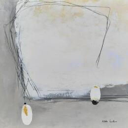 Painting abstract grey C 145 by Wilms Hilde | Painting Abstract Acrylic, Gold leaf, Ink, Sand