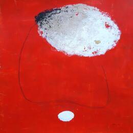 Painting abstract red D 107 by Wilms Hilde | Painting Abstract Acrylic, Gold leaf, Ink, Sand