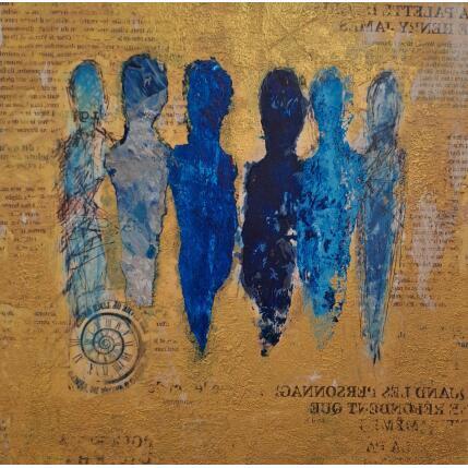 Painting Le Sceau turquoise by Rocco Sophie | Painting Raw art Acrylic, Gluing, Sand