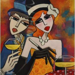 Gemälde Couple d'amoureux von Fauve | Gemälde Figurativ Acryl, Öl Alltagsszenen