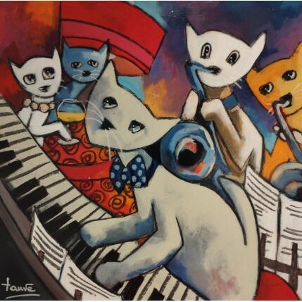 Painting Cabaret chats by Fauve | Painting Figurative Acrylic, Oil Life style
