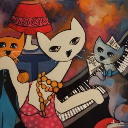 Painting Blanche, Prune et Blue by Fauve | Painting Figurative Acrylic, Oil Life style