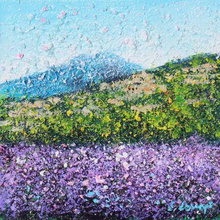 Painting Paysage de lavande by Dessapt Elika | Painting Impressionism Acrylic, Sand