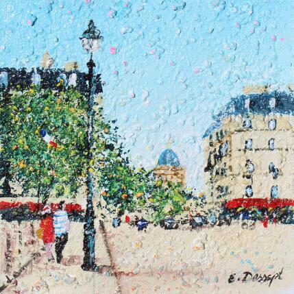 Painting Sur l'île saint-Louis by Dessapt Elika | Painting Impressionism Acrylic, Sand
