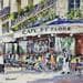 Painting Café de Flore by Lallemand Yves | Painting Figurative Urban Acrylic
