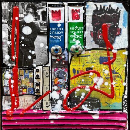 Painting Basquiat the artist by Costa Sophie | Painting Pop-art Acrylic, Gluing, Upcycling Pop icons