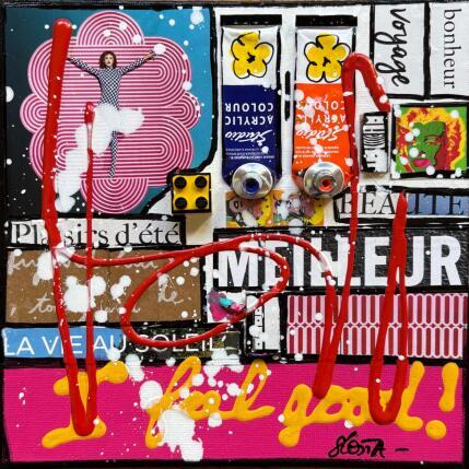 Peinture I feel good (plaisir d'été) par Costa Sophie | Tableau Pop-art Acrylique, Collage, Upcycling