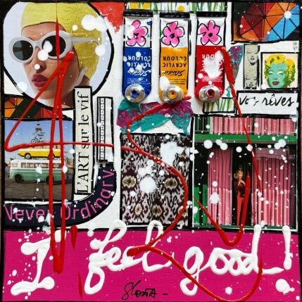Painting I feel good (vos rêves) by Costa Sophie | Painting Pop-art Acrylic, Gluing, Upcycling