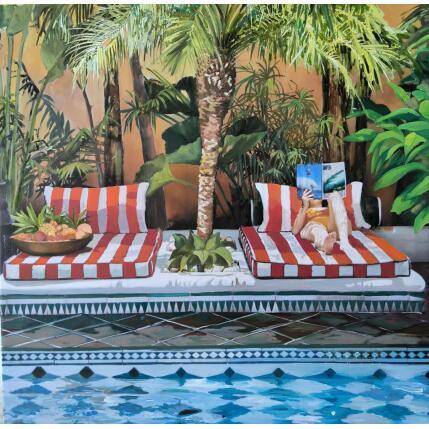 Painting La piscine by Lorene Perez | Painting Figurative Oil Landscapes