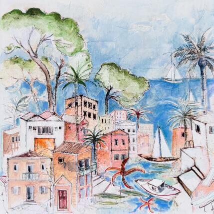 Painting Le bal des étoiles by Colombo Cécile | Painting Naive art Acrylic, Gluing, Ink, Pastel, Watercolor Landscapes, Life style, Nature