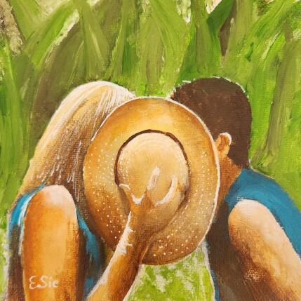 Painting Un moment d'intimité by Sie Evelyne | Painting Figurative Acrylic Life style