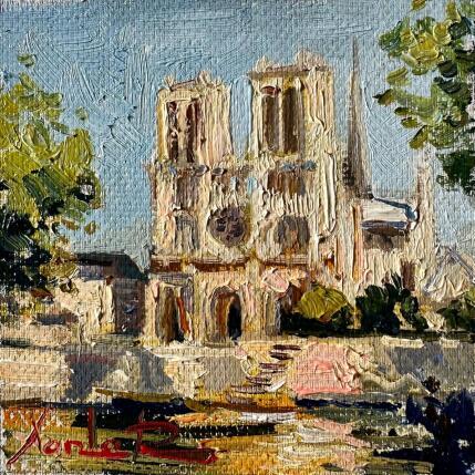 Peinture Notre-Dame, Coeur de Paris par Xanlar | Tableau Impressionnisme Huile Architecture, Société, Urbain