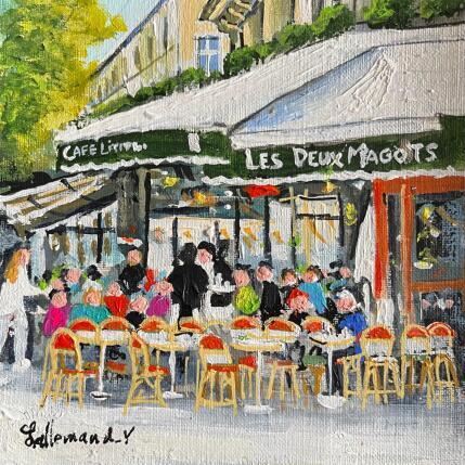Painting Les deux Magots by Lallemand Yves | Painting Figurative Acrylic Urban