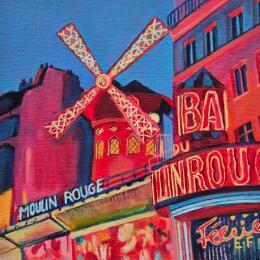 Painting L'icone rouge de Paris by Emma Fischer | Painting Figurative Acrylic Architecture, Urban