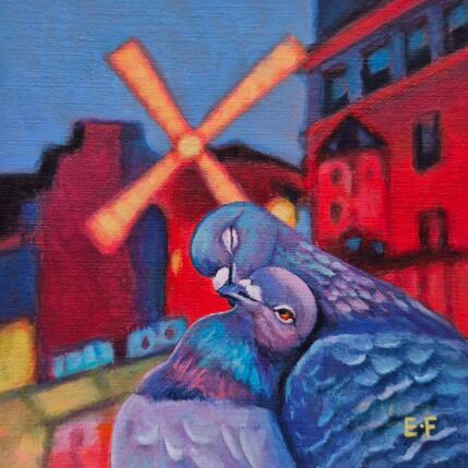 Painting Idylle sur fond de folie by Emma Fischer | Painting Figurative Acrylic Animals, Life style, Urban