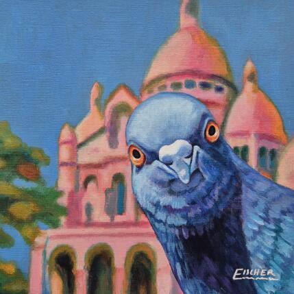 Gemälde Le protecteur du sacré cœur von Emma Fischer | Gemälde Figurativ Acryl Pop-Ikonen, Porträt, Tiere, Urban