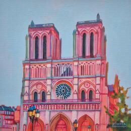 Painting Au fil des siècles by Emma Fischer | Painting Figurative Acrylic Architecture, Urban