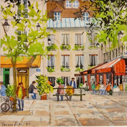 Painting La place du marché Ste Catherine by Decoudun Jean charles | Painting Figurative Watercolor Pop icons, Urban