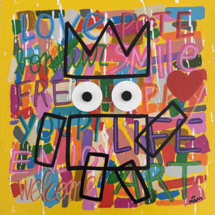 Gemälde LE CŒUR SUR LA MAIN  von Mam | Gemälde Pop-Art Acryl Pop-Ikonen, Porträt