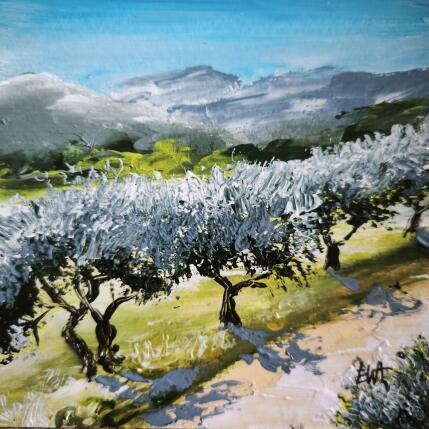 Painting Le chemin des oliviers by Rey Ewa | Painting Figurative Acrylic Landscapes