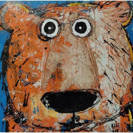 Painting Ours bien timide! by Maury Hervé | Painting Raw art Acrylic, Ink, Pigments, Sand Animals, Pop icons