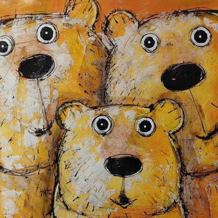 Painting Selfie à 3 by Maury Hervé | Painting Raw art Acrylic, Ink, Pigments, Sand Animals