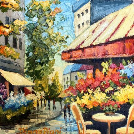Painting Sunlit Cafè Corner by Pigni Diana | Painting Impressionism Oil Architecture, Landscapes, Urban