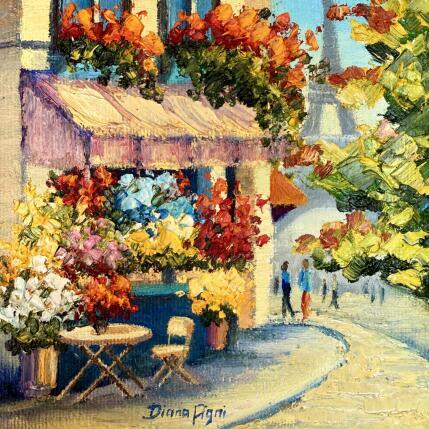 Painting A Blooming Street of Paris by Pigni Diana | Painting Impressionism Oil Architecture, Landscapes, Urban