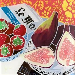 Gemälde Ils avaient emballé les fruits dans du journal von Auriol Philippe | Gemälde Figurativ Acryl, Plexiglas, Posca Stillleben