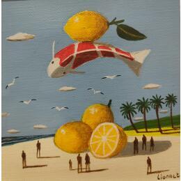 Painting Carpe aux citrons by Lionnet Pascal | Painting Surrealism Acrylic