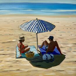 Painting F4 le couple sous le parasol 10009-21423-20250628-17 by Alice Roy | Painting Figurative Acrylic Life style