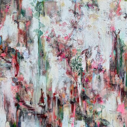 Painting Ensemble même séparé by Bergeron Marie-Josée | Painting Abstract Acrylic, Gluing, Paper, Pastel, Posca