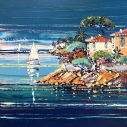 Painting Crique à St. Jean Cap Ferrat by Corbière Liisa | Painting Figurative Oil Landscapes