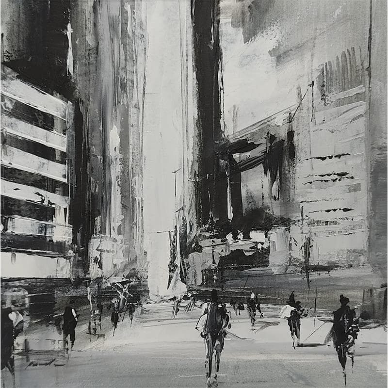 Painting Black and white by Poumelin Richard | Painting Figurative Urban Oil