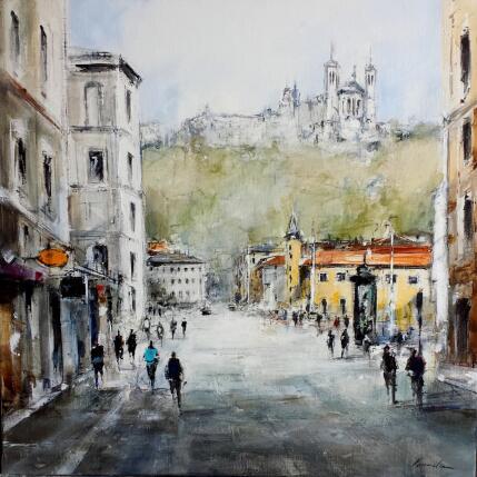 Painting Passage à Lyon by Poumelin Richard | Painting Figurative Acrylic, Oil Landscapes