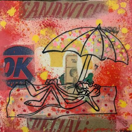 Painting Pink playa by Kikayou | Painting Pop-art Acrylic, Gluing, Graffiti Pop icons
