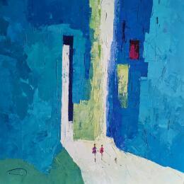 Painting La parella feliç by Tomàs | Painting Impressionism Oil Urban