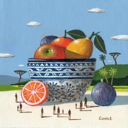 Painting Coupe de fruits  by Lionnet Pascal | Painting Surrealism Acrylic Landscapes, Life style, Pop icons, Still-life