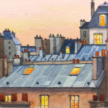 Painting Douceur d'été by Decoudun Jean charles | Painting Figurative Watercolor Urban