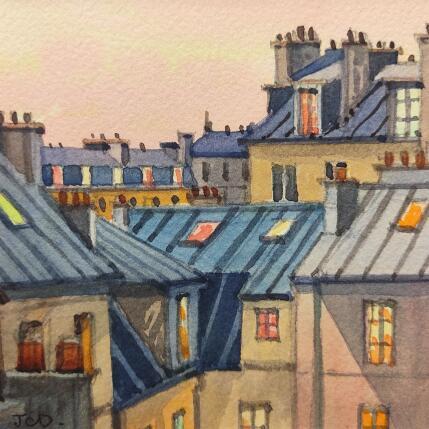 Painting Paris au couchant by Decoudun Jean charles | Painting Figurative Watercolor Urban
