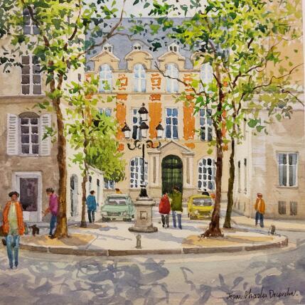 Painting La place Furstenberg by Decoudun Jean charles | Painting Figurative Watercolor Urban