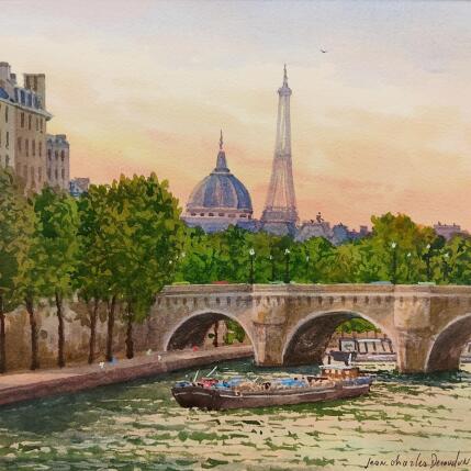 Painting Paris romantique by Decoudun Jean charles | Painting Figurative Watercolor Urban