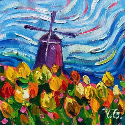 Painting Yellow tulips  by Georgieva Vanya | Painting Figurative Oil Landscapes
