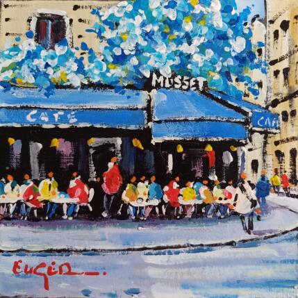 Painting Terrasse animée près du Louvre à Paris  by Euger | Painting