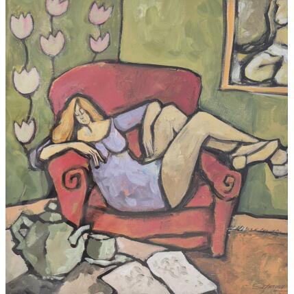 Painting Sieste entre deux chapitres by Signamarcheix Bernard | Painting Naive art Acrylic, Ink, Pastel